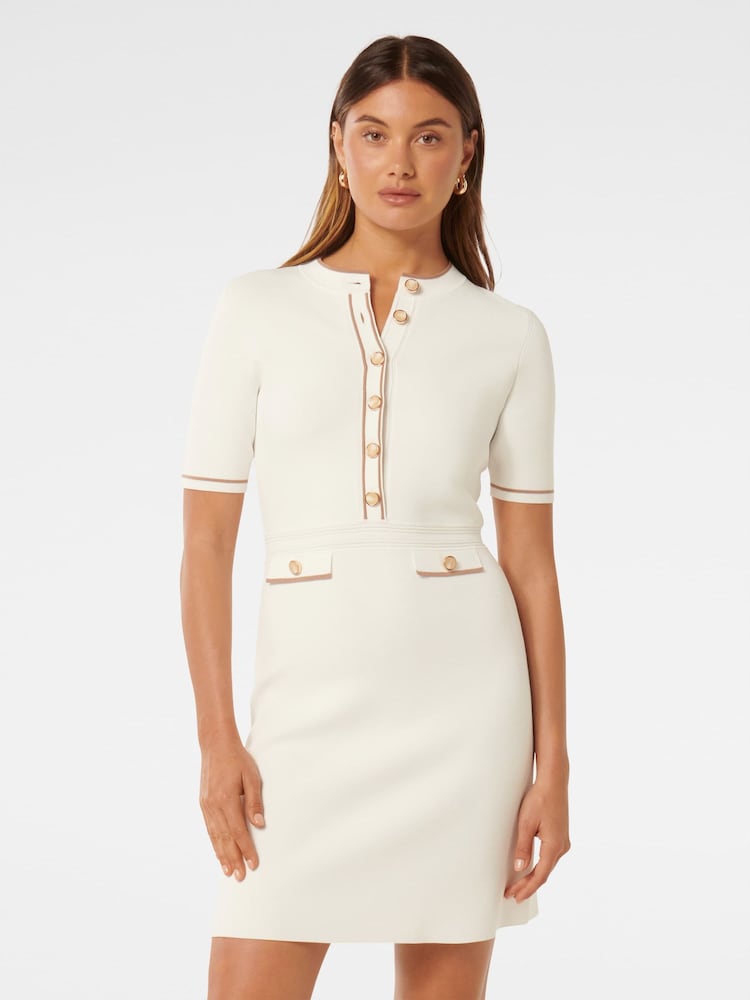Forever New White Belle Crepe Knit Dress - Image 1 of 5