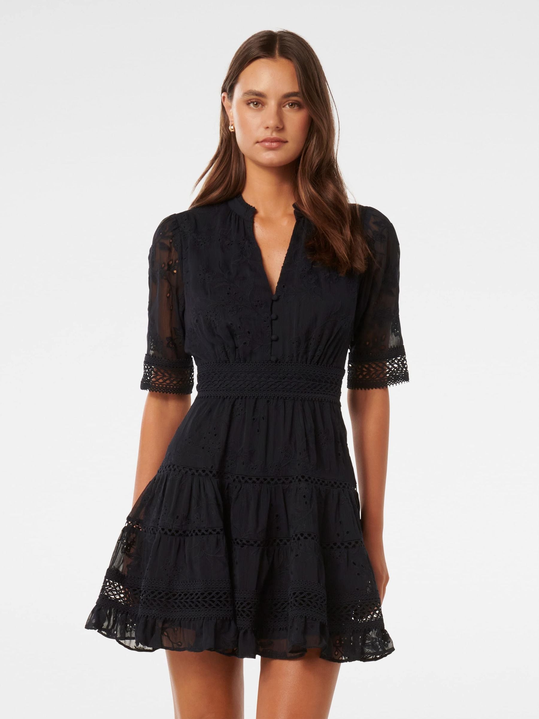 Buy Forever New Black Lillian Trim Skater Mini Dress from Next Luxembourg