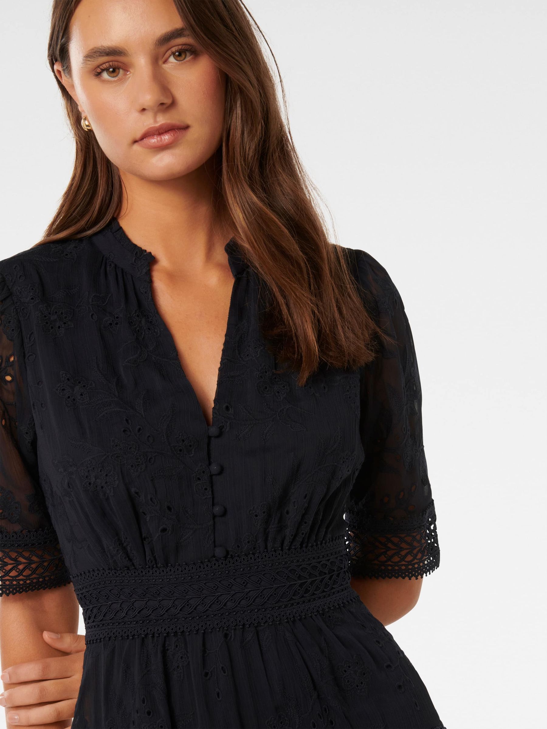 Buy Forever New Black Lillian Trim Skater Mini Dress from Next Luxembourg