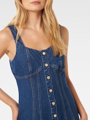 Forever New Blue 100% Cotton Aida Midi Dress - Image 3 of 5
