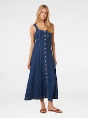 Forever New Blue 100% Cotton Aida Midi Dress - Image 4 of 5