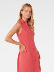 Forever New Red Pure Linen Aletta Button Front Mini Dress - Image 3 of 5