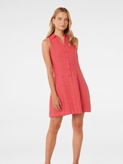 Forever New Red Pure Linen Aletta Button Front Mini Dress - Image 5 of 5
