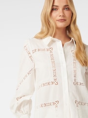 Forever New White Brianna Broderie 100% Cotton Shirt - Image 2 of 5