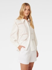 Forever New White Brianna Broderie 100% Cotton Shirt - Image 3 of 5