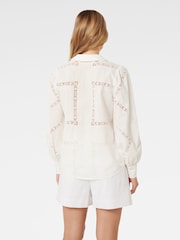 Forever New White Brianna Broderie 100% Cotton Shirt - Image 4 of 5
