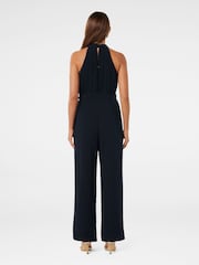 Forever New Blue Carter Pleated Rosette Jumpsuit - Image 4 of 4