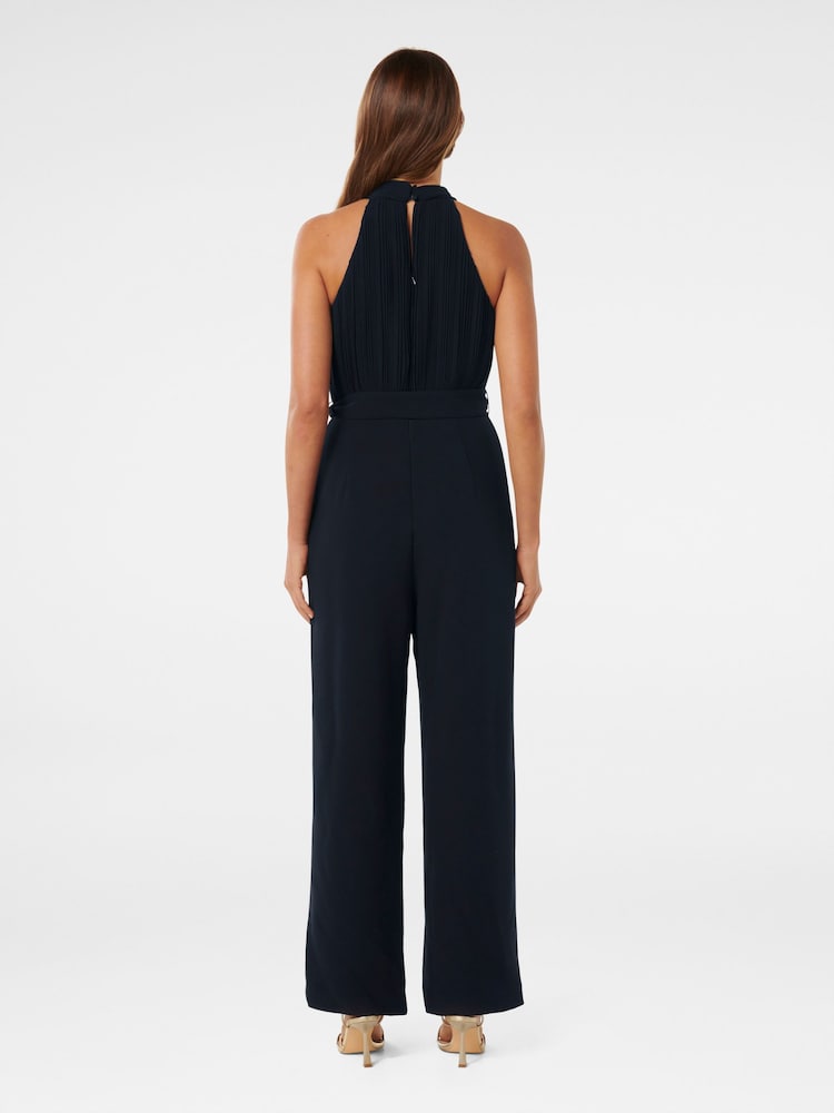 Forever New Blue Carter Pleated Rosette Jumpsuit - Image 4 of 4