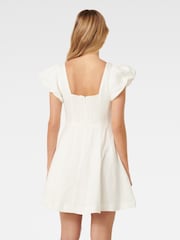 Forever New White Josie Square Neck Mini Dress contains Linen - Image 5 of 5