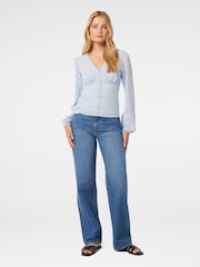 Forever New Blue Serenity Button Front Lace Top - Image 5 of 5