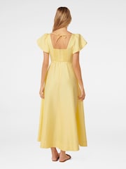 Forever New Yellow Pure Linen June Ruched Midi Dress - Image 5 of 5