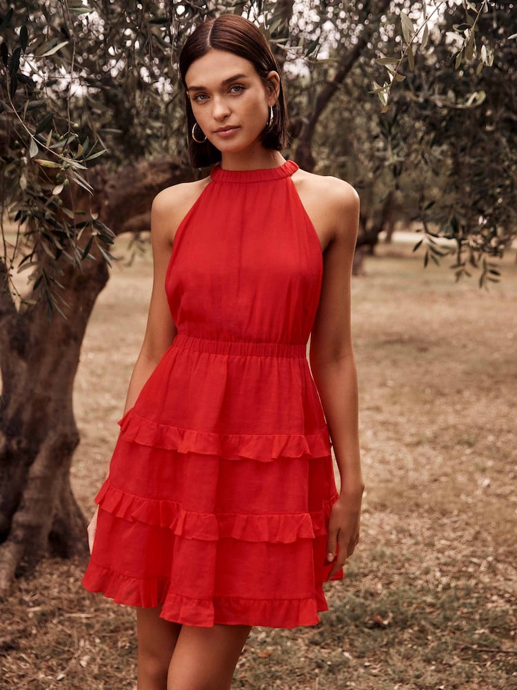 Forever New Red Lily-Rose Halter Neck Mini Dress - Image 1 of 5