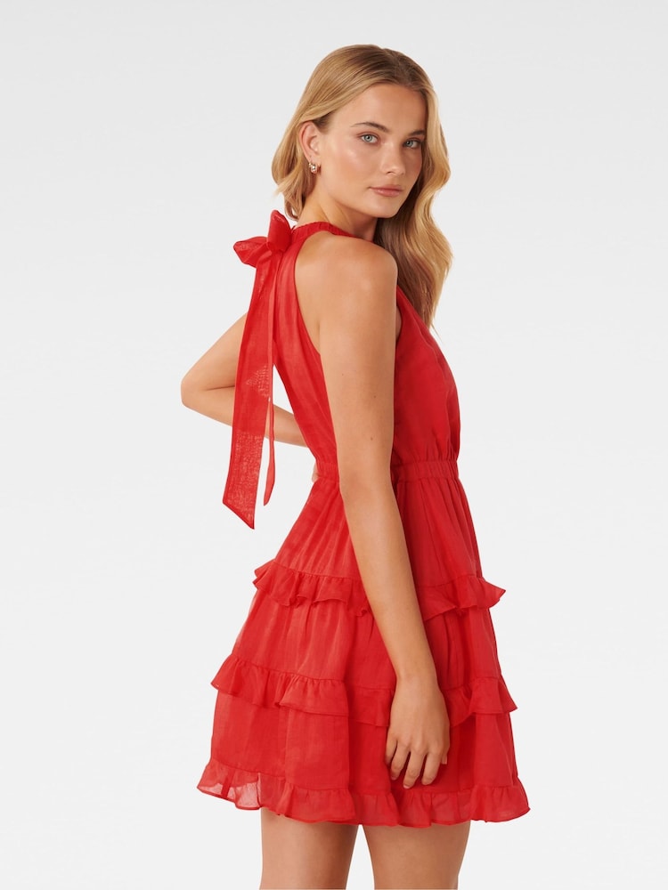 Forever New Red Lily-Rose Halter Neck Mini Dress - Image 5 of 5
