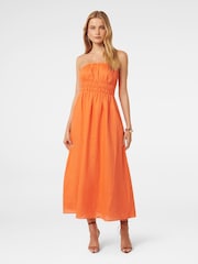 Forever New Orange Pure Linen Romie Strapless Piping Midi Dress - Image 1 of 4