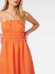 Forever New Orange Pure Linen Romie Strapless Piping Midi Dress - Image 2 of 4