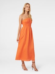 Forever New Orange Pure Linen Romie Strapless Piping Midi Dress - Image 3 of 4