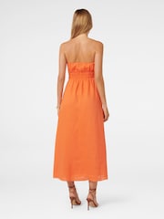 Forever New Orange Pure Linen Romie Strapless Piping Midi Dress - Image 4 of 4