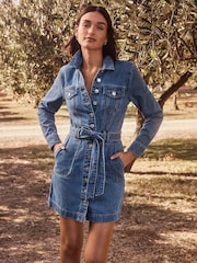 Forever New Blue 100% Cotton Raelyn Denim Dress - Image 1 of 5