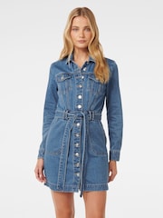 Forever New Blue 100% Cotton Raelyn Denim Dress - Image 2 of 5