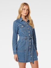 Forever New Blue 100% Cotton Raelyn Denim Dress - Image 4 of 5