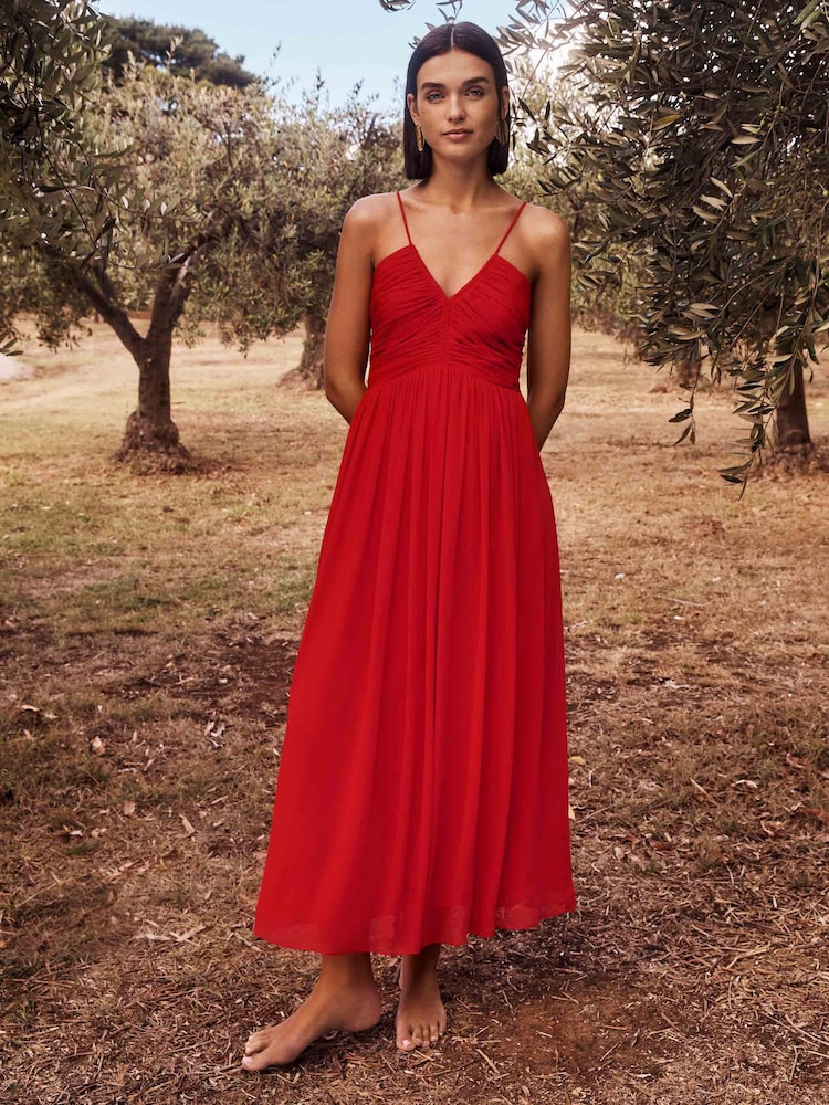 Forever New Red Nakita Ruched Bodice Maxi Dress - Image 1 of 5