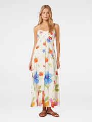 Forever New White Vayda Strap Midi Sun Dress with a Touch of Linen - Image 2 of 5
