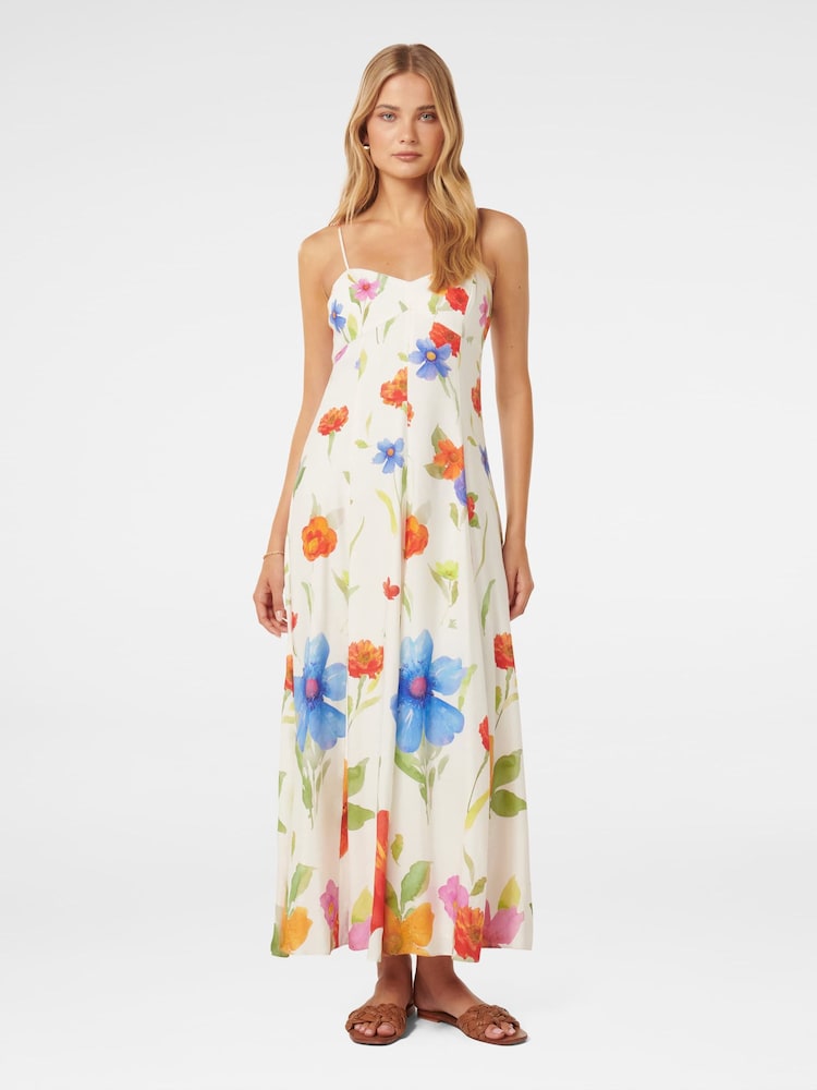 Forever New White Vayda Strap Midi Sun Dress with a Touch of Linen - Image 2 of 5