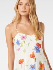 Forever New White Vayda Strap Midi Sun Dress with a Touch of Linen - Image 3 of 5