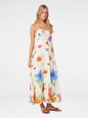 Forever New White Vayda Strap Midi Sun Dress with a Touch of Linen - Image 4 of 5
