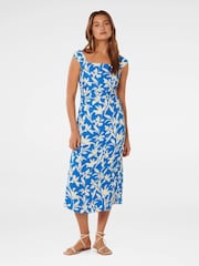 Forever New Blue Tasmin Ruched Midi Dress - Image 1 of 4