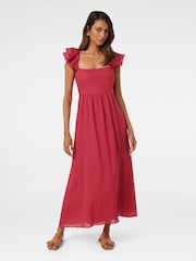Forever New Red Darla Petite Flutter Sleeves Midi Dress - Image 1 of 4
