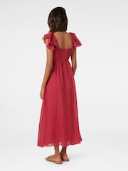 Forever New Red Darla Petite Flutter Sleeves Midi Dress - Image 4 of 4