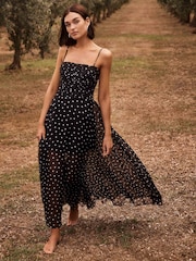 Forever New Black Brandy Sheer Skirt Maxi Dress - Image 1 of 5