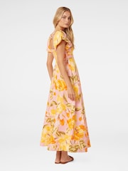 Forever New Pink Pure Linen June Ruched Midi Dress - Image 4 of 4