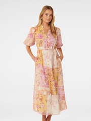 Forever New Cream Loren Puff Sleeves Midi Dress - Image 1 of 4