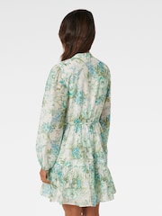 Forever New Green Oakley Petite Pintuck Skater Mini Dress with a Touch of Linen - Image 4 of 5