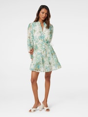 Forever New Green Oakley Petite Pintuck Skater Mini Dress with a Touch of Linen - Image 5 of 5
