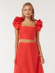 Forever New Red Rachel Ruffle Top - Image 1 of 5