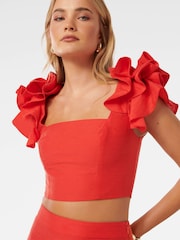 Forever New Red Rachel Ruffle Top - Image 2 of 5