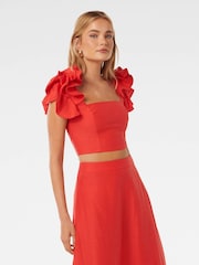 Forever New Red Rachel Ruffle Top - Image 3 of 5