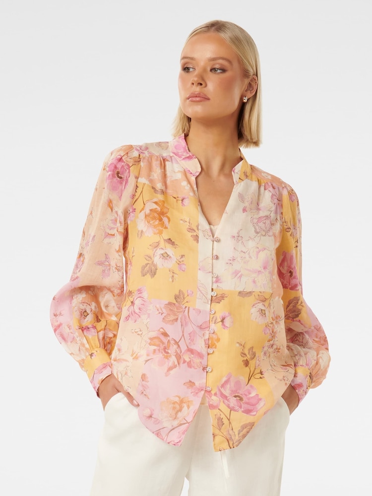 Forever New Cream Delia Yoke Detail Blouse - Image 1 of 5