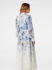Forever New Blue Peyton Petite Trim Detail Midi Dress with a Touch of Linen - Image 4 of 4
