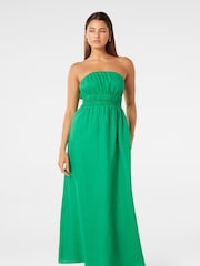 Forever New Green Pure Linen Romie Strapless Piping Midi Dress - Image 1 of 4