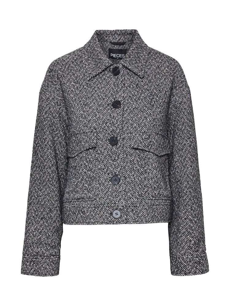 PIECES Black Textured Short Jacket - Image 1 of 2
