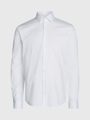 Calvin Klein White Poplin Leaf Print Slim Shirt - Image 1 of 4
