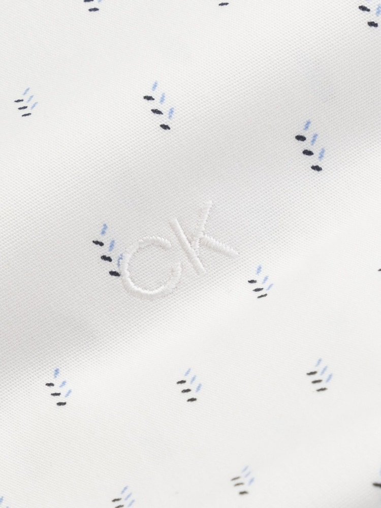 Calvin Klein White Poplin Leaf Print Slim Shirt - Image 4 of 4