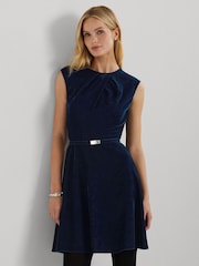 Lauren Ralph Lauren Minikleid aus Samt und 100 % Baumwolle mit Gürtel - Bild 2 von 8