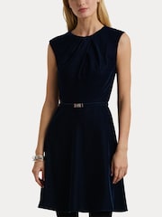 Lauren Ralph Lauren Minikleid aus Samt und 100 % Baumwolle mit Gürtel - Bild 6 von 8