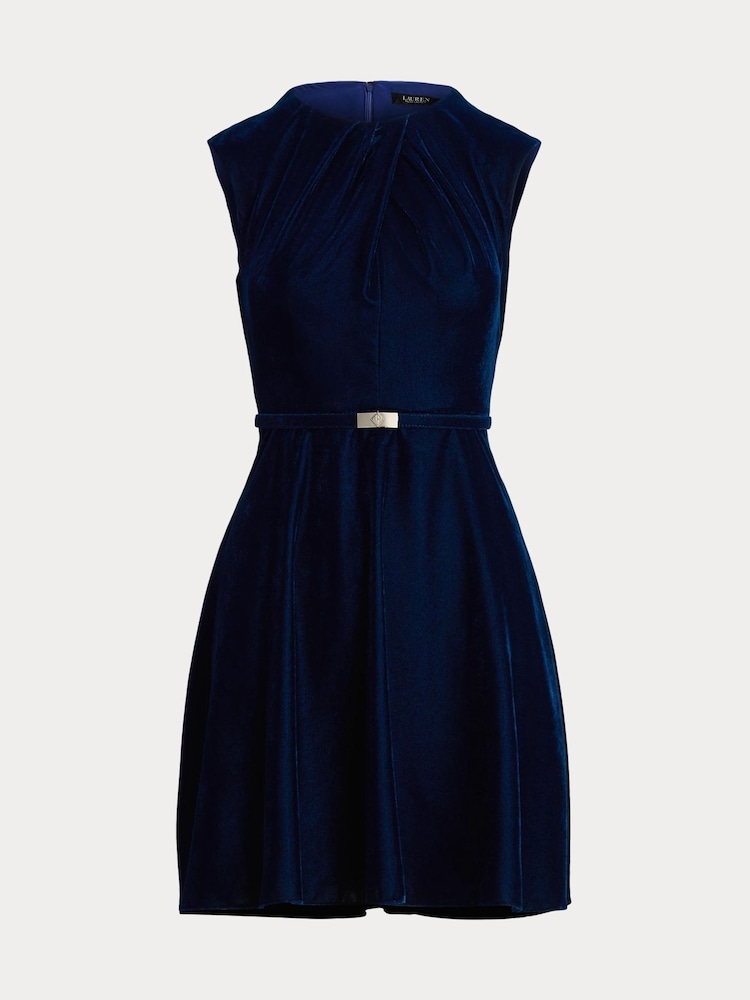 Lauren Ralph Lauren Minikleid aus Samt und 100 % Baumwolle mit Gürtel - Bild 8 von 8