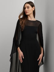 Lauren Ralph Lauren Silky Cape Georgette Black Gown - Image 2 of 7